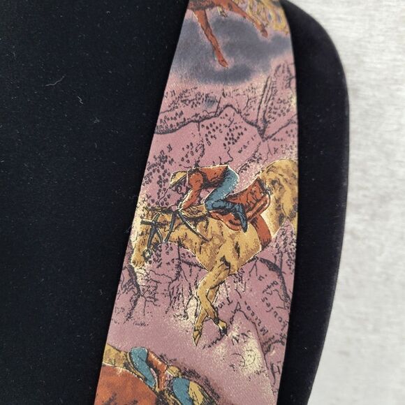 Henry Marx Vintage Silk Equestrian Print Tie Men's Necktie Western - Picture 4 of 8